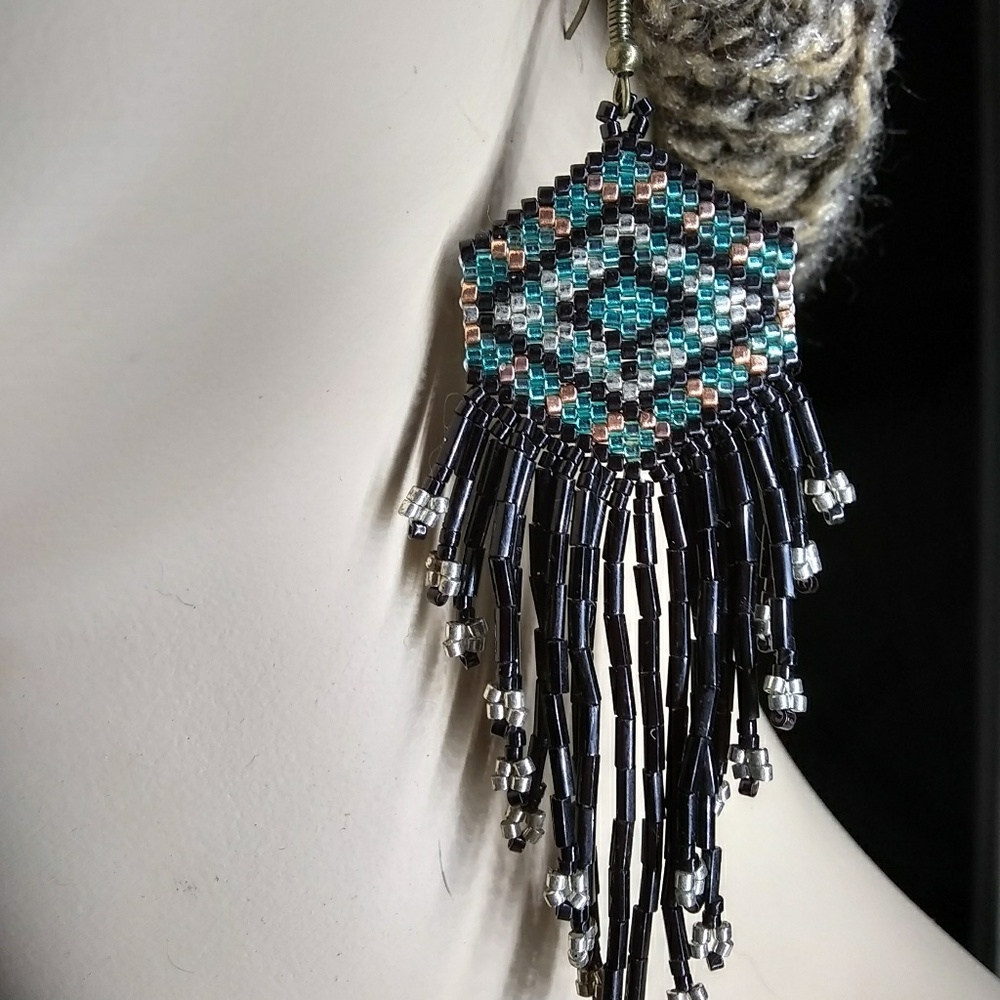 ⭐HP⭐ SOLD JRW Handmade Black Silver Statement Earrings - Picture 3 of 8